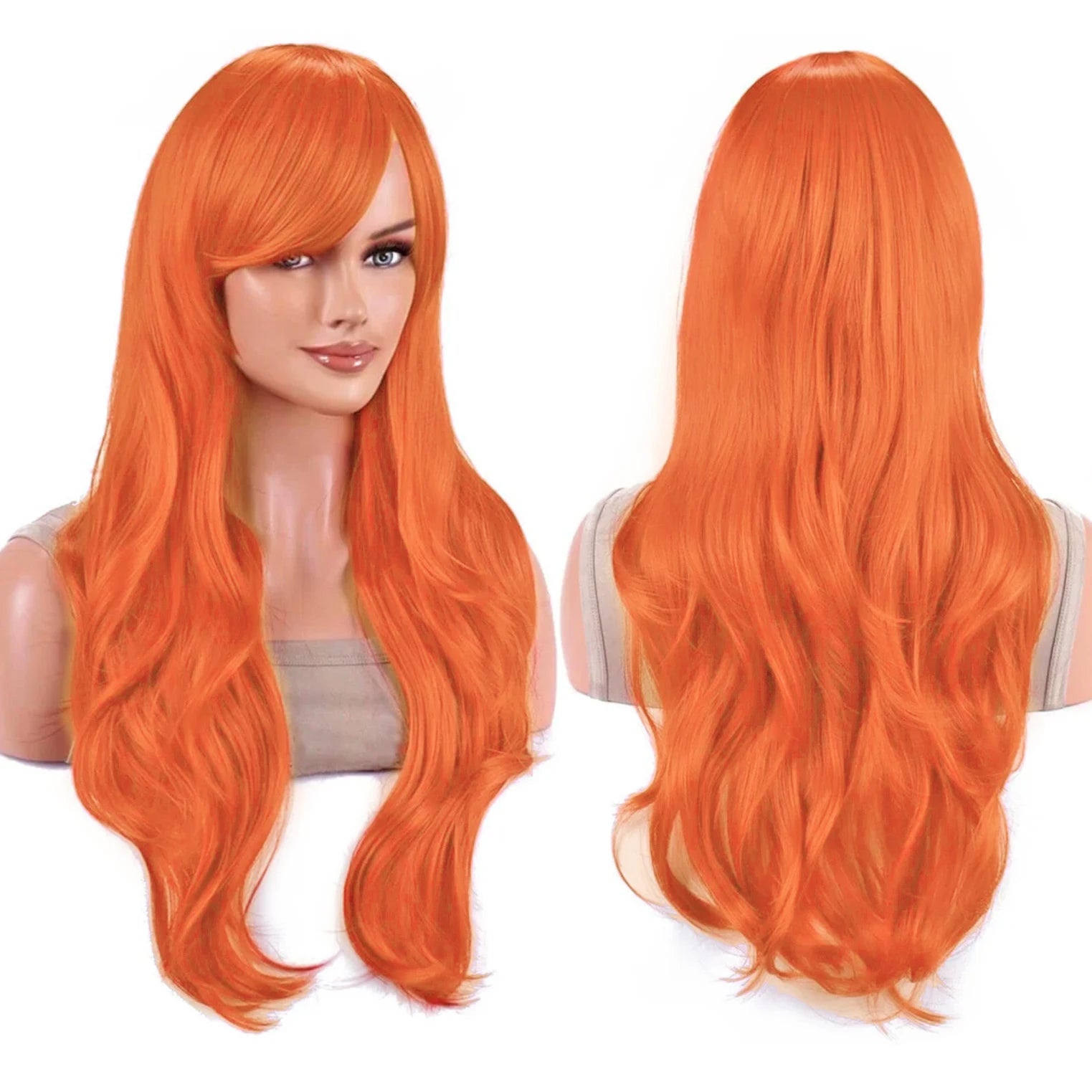 Lang Bølgete Cosplay-Parykk med Pannelugg (70 cm)