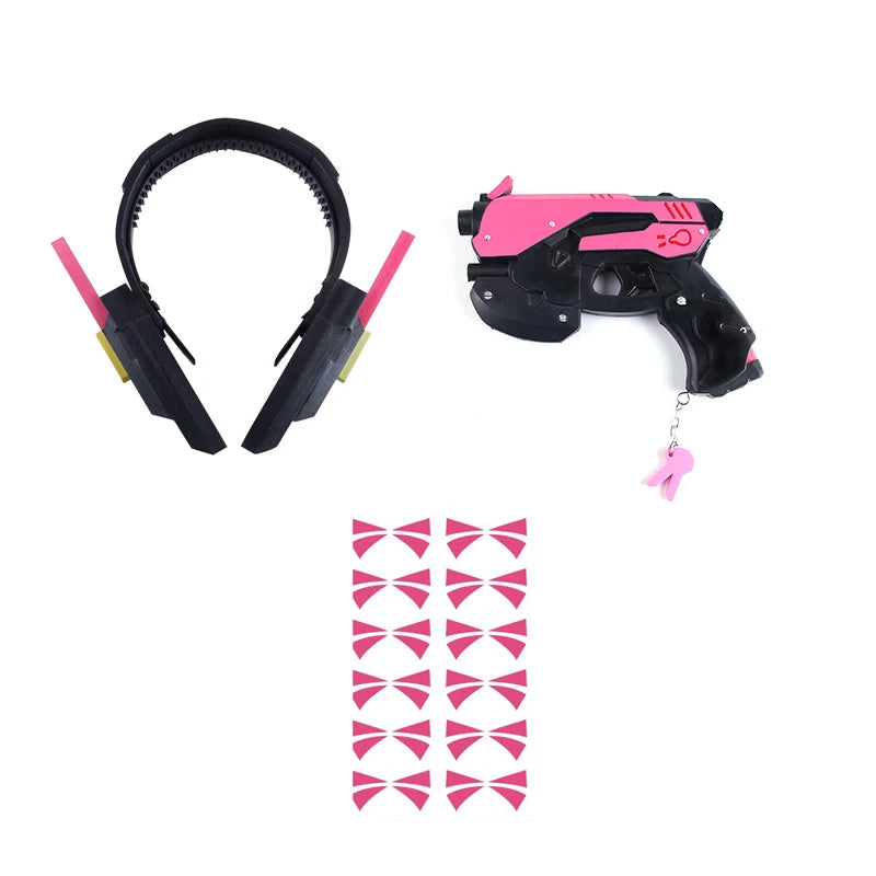 Overwatch D.Va Deluxe Cosplay-sett med Parykk & Hodesett