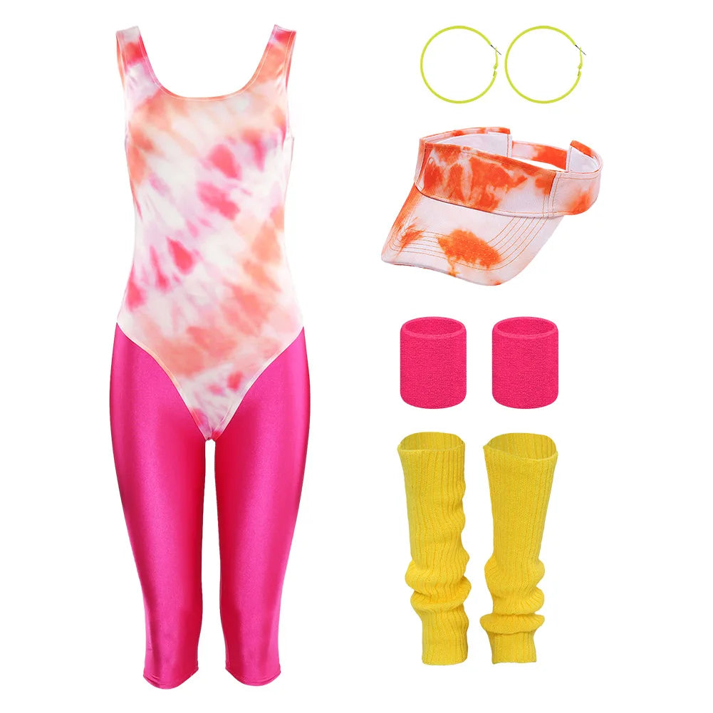 80s Neon Patchwork Retro Dress / Jumpsuit for Voksne