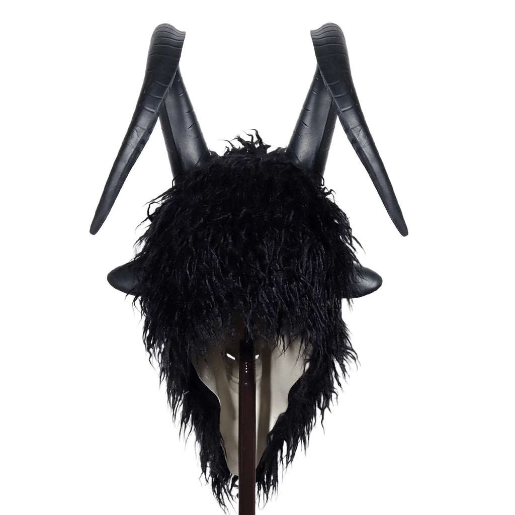 Svart Geit / Black Phillip Lateksmaske med Horn