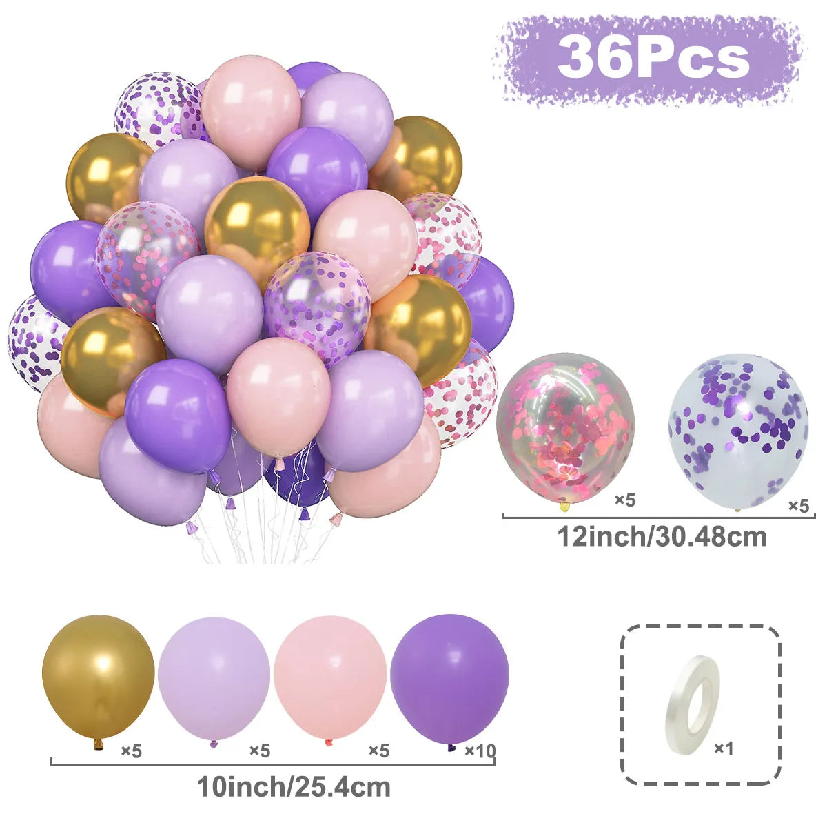 Perlemor & Metallisk Ballongmiks – Flerpakning