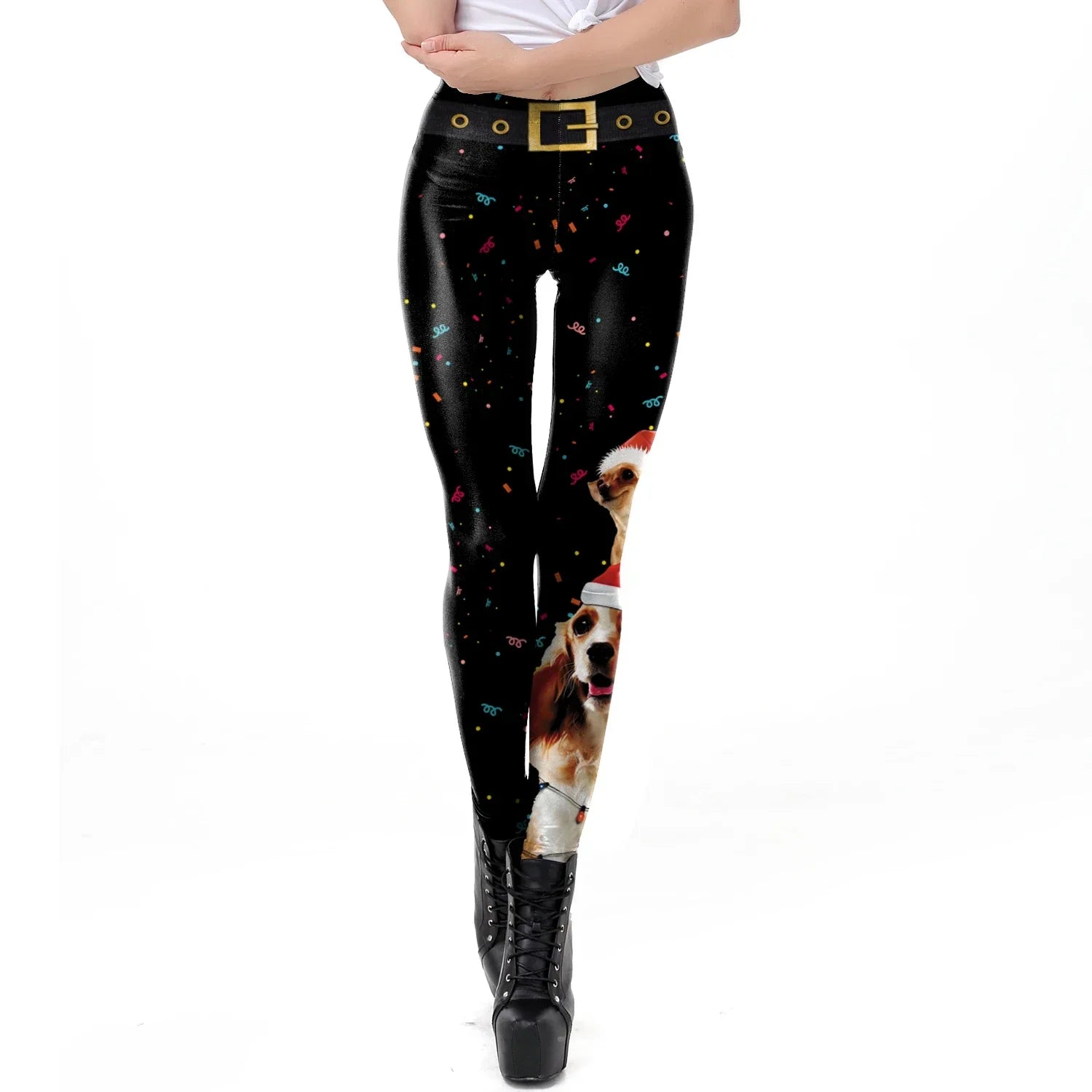 Grønne og Røde Alve-Tights / Jule-Leggings