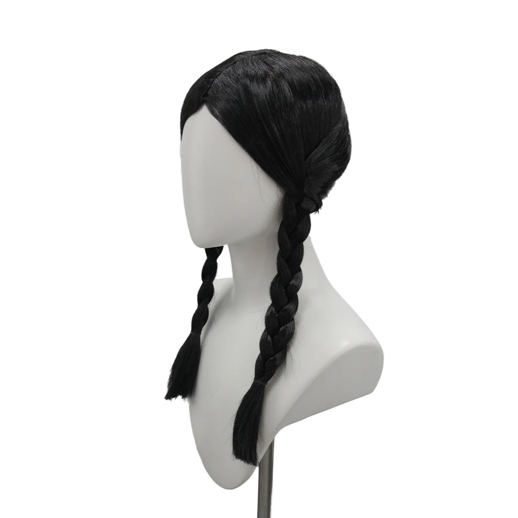 Wednesday Addams Sorte Fletter Parykk