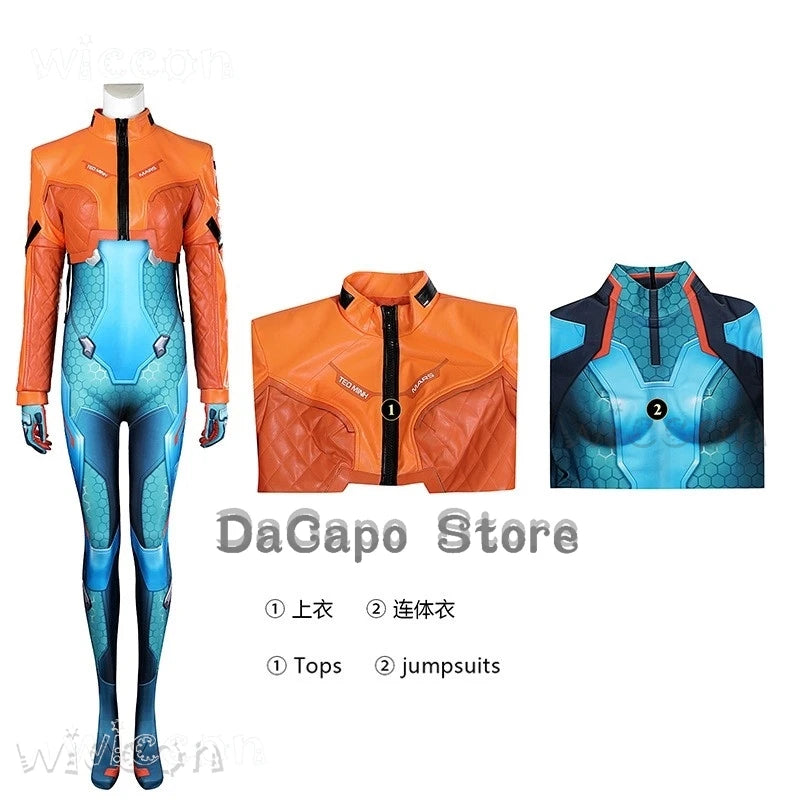 Overwatch 2 Juno Cosplay Kostyme & Parykk Komplett Sett
