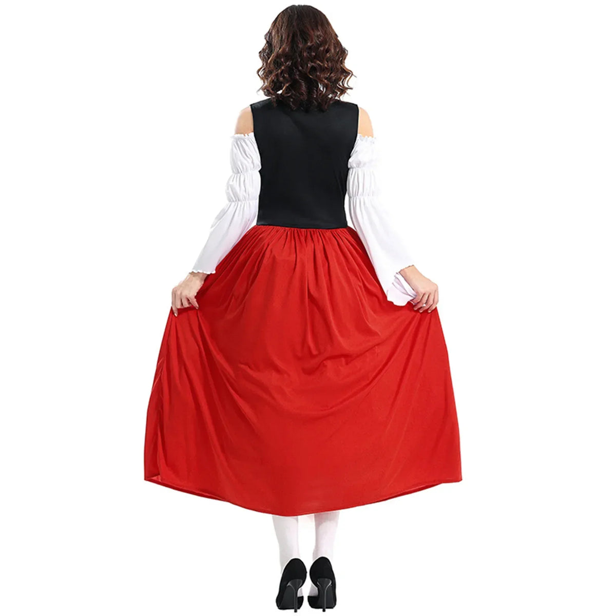 Tradisjonell Bayersk Dirndl med Forkle og Hodeskjerf