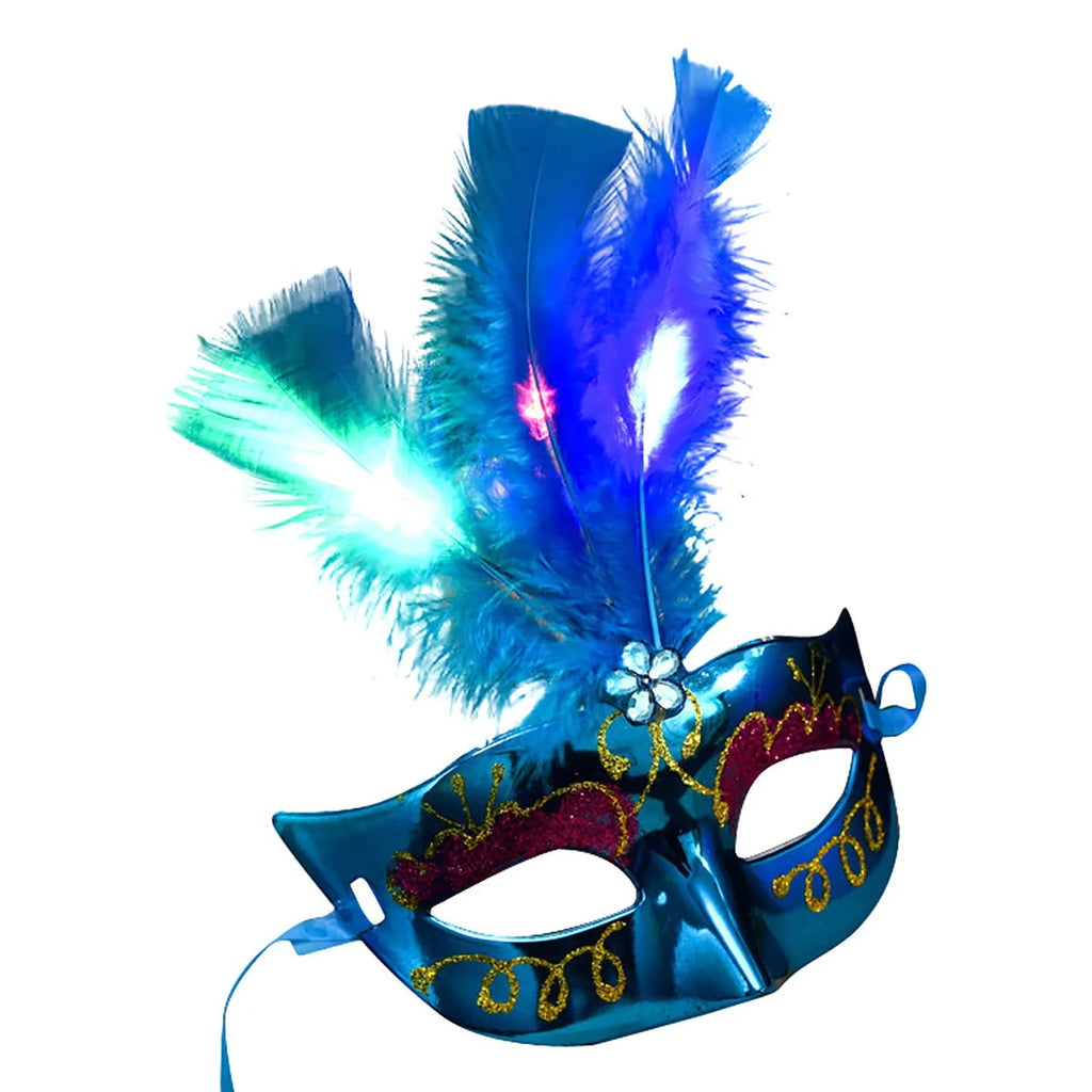 LED-Lysende Fjærmaske til Maskerade