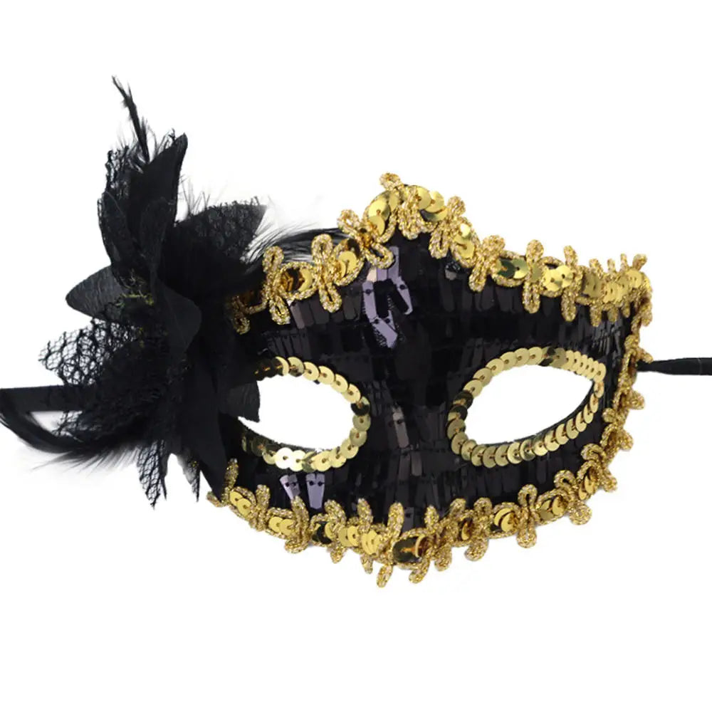 Charmig Fjær- & Blondemaske for Prinsesseball