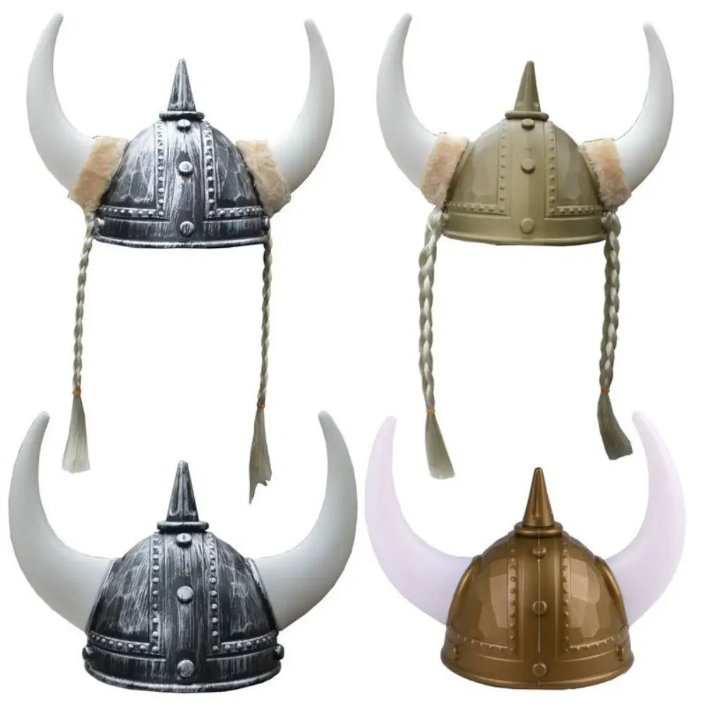 Vikinghjelm med Horn og Fletter