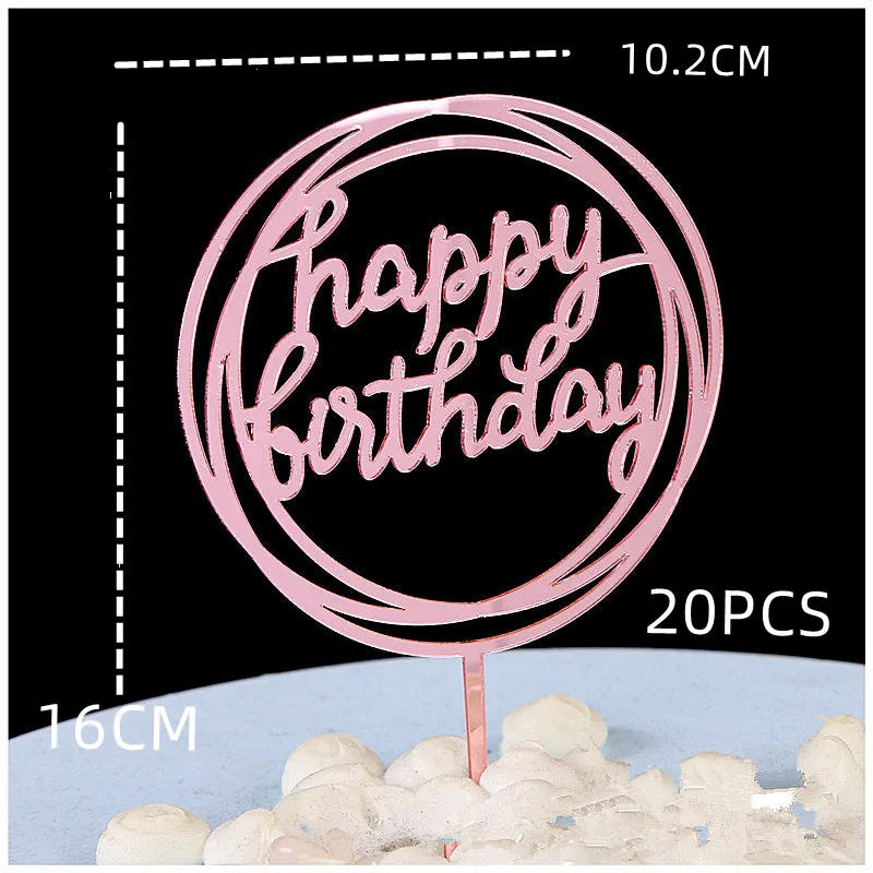 10-Pakning Akryl Happy Birthday Kaketoppere