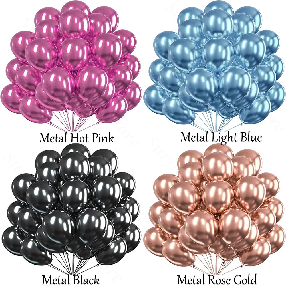 Krom Metalliske Latexballonger – Flerpakning