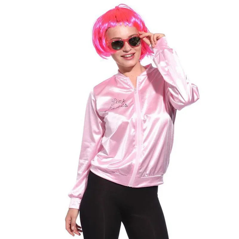 Pink Lady Satengjakke med Skjerf