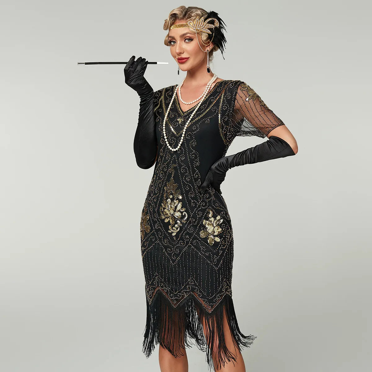 Art Deco Flapper Aftenkjole (Gatsby & Downton Abbey Stil)