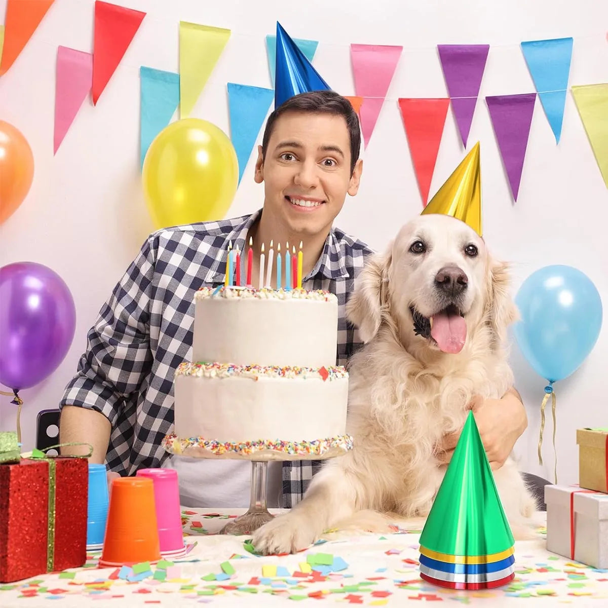 Festlig 10Pcs Pure Colourful Birthday Paper