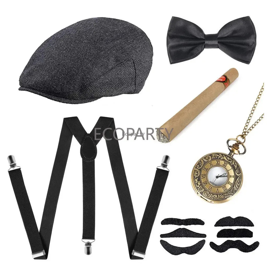 1920-tallet Gangster Tilbehørsett for Menn (Peaky Blinders Stil)