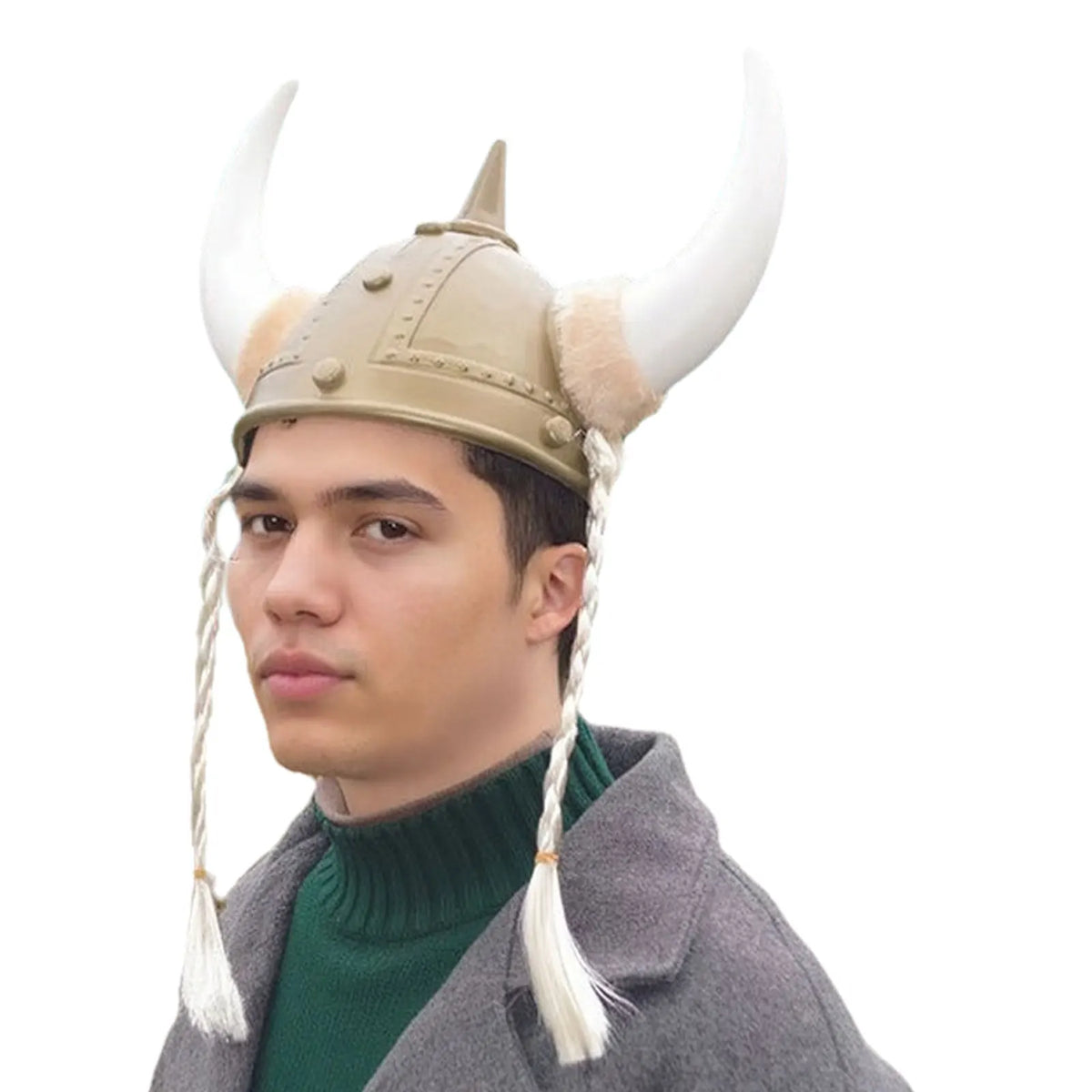 Vikinghjelm med Horn og Fletter