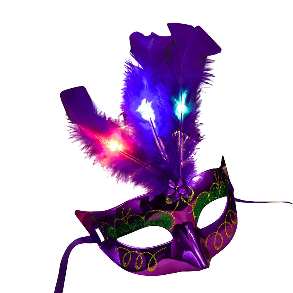 LED-Lysende Fjærmaske til Maskerade