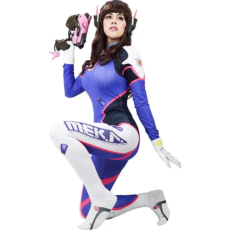 Overwatch D.Va Bodysuit Cosplay Kostyme & Tilbehør