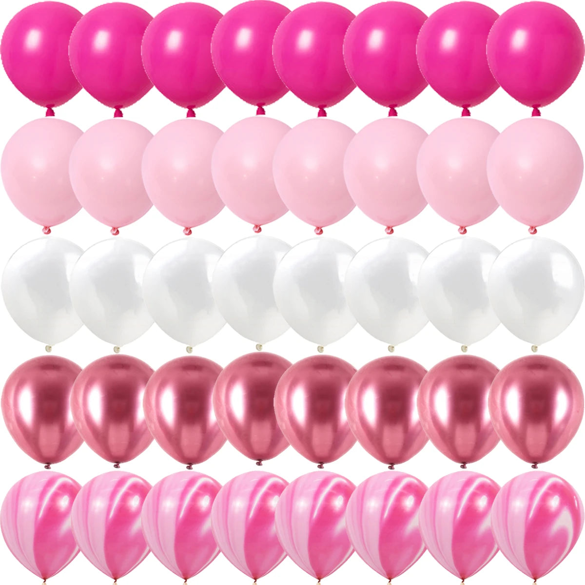 Rose Rosa Metalliske & Konfetti Ballonger