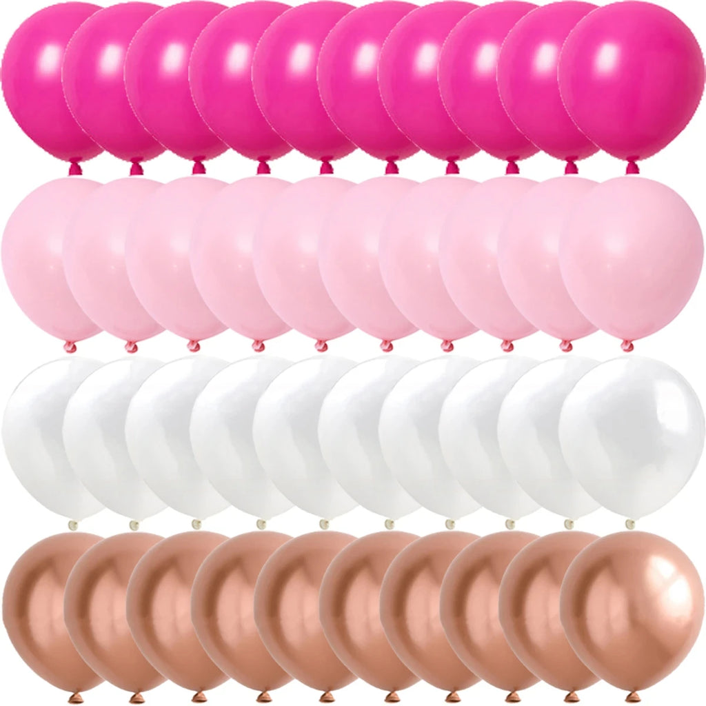 Rose Rosa Metalliske & Konfetti Ballonger