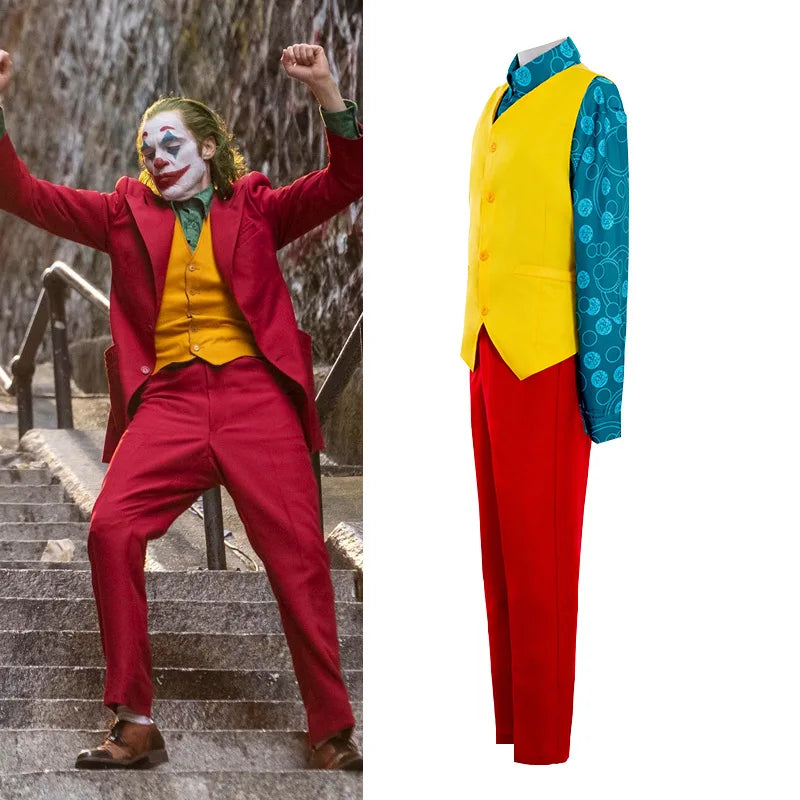 Joker Rød Dress og Grønn Parykk Komplett Sett
