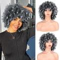 Kort Kinky Curly Afroparykk med Pannelugg