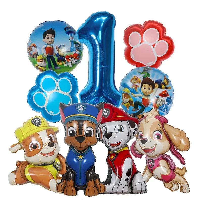 Paw Patrol Folieballonger Sett med Tall – Bursdagspynt for Barn