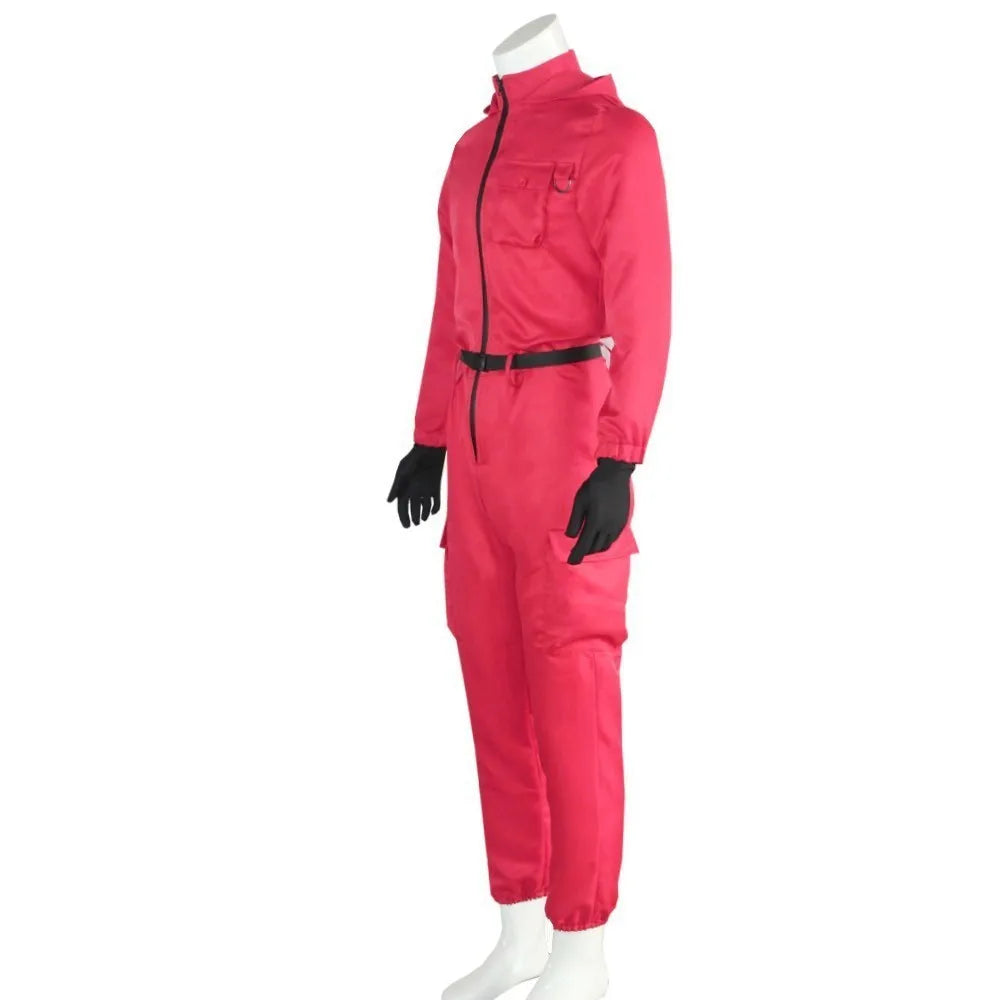 Rosa Jumpsuit Kostymesett med Maske