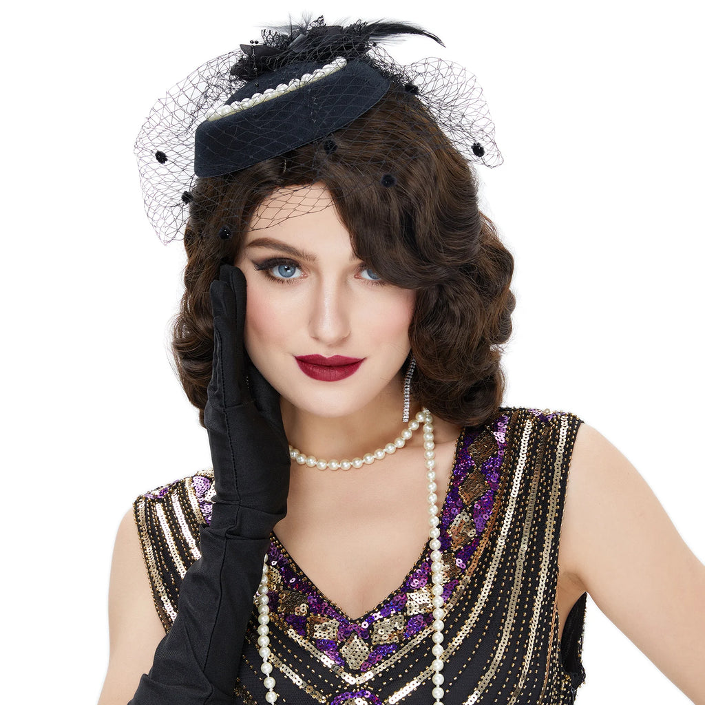 Lang 1920-talls Finger Wave Gatsby Parykk