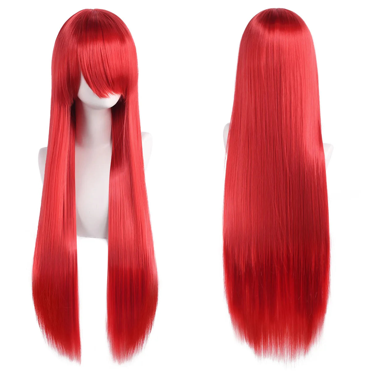 Lang Rett Lolita Cosplay-Parykk med Pannelugg (80 cm)