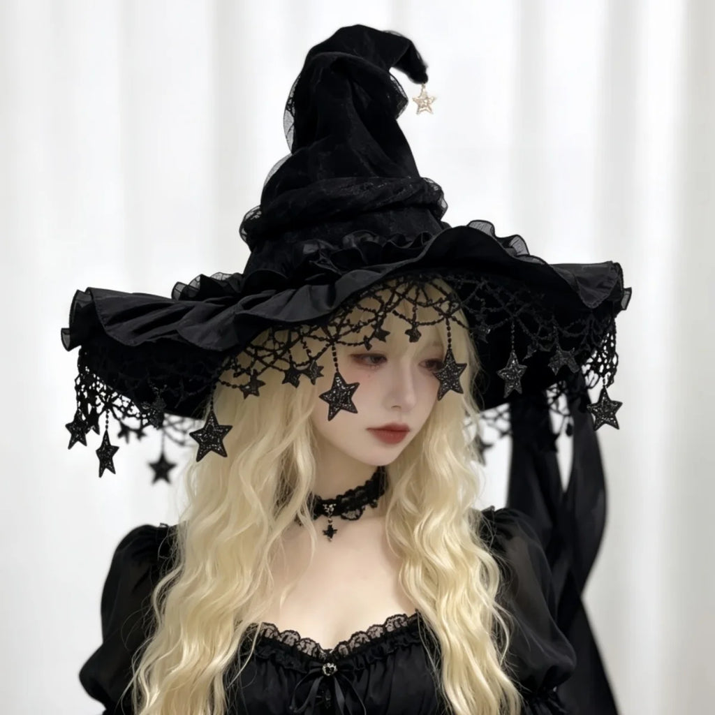 Elegant Heksehatt med Blonder