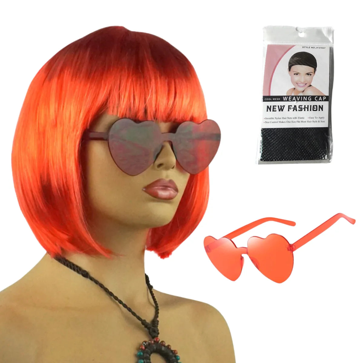 Neon Fargerik Kort Bob-Parykk