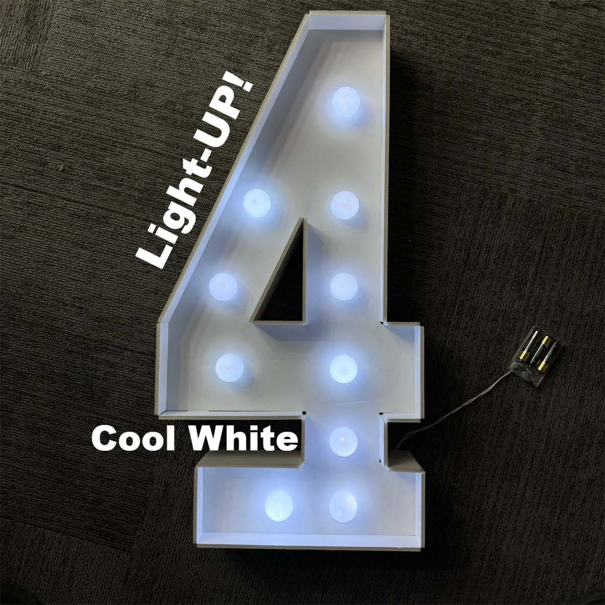 Stort Lysende Tallstativ 73cm med LED-Lys (0-9)