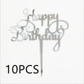 10-Pakning Akryl Happy Birthday Kaketoppere