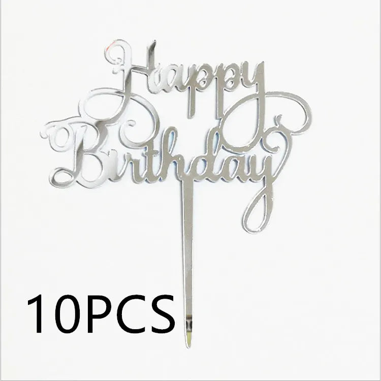 10-Pakning Akryl Happy Birthday Kaketoppere