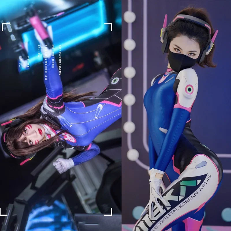 Overwatch D.Va Bodysuit Cosplay Kostyme & Tilbehør