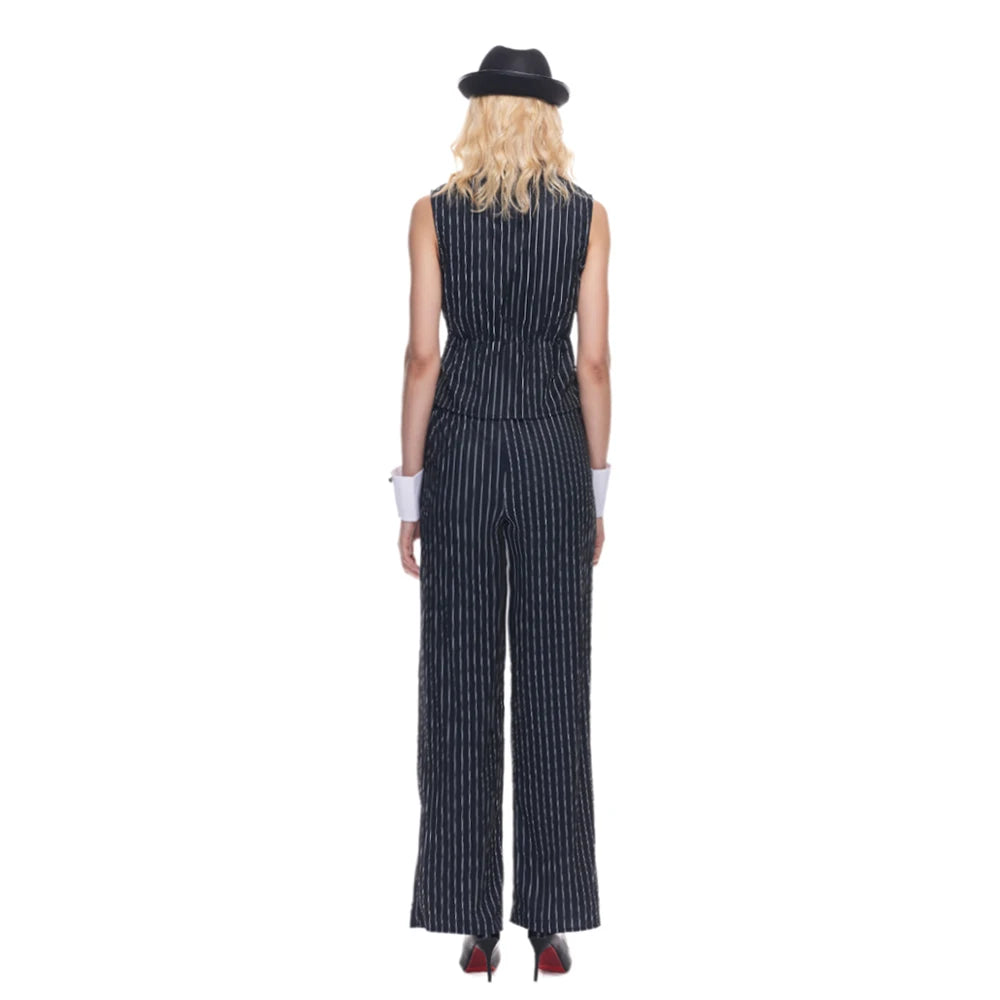 Gangster Kvinne Kostyme 1920-tallet (Nålestripet Dress)