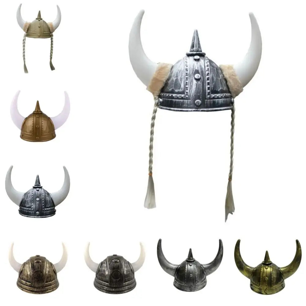 Vikinghjelm med Horn og Fletter