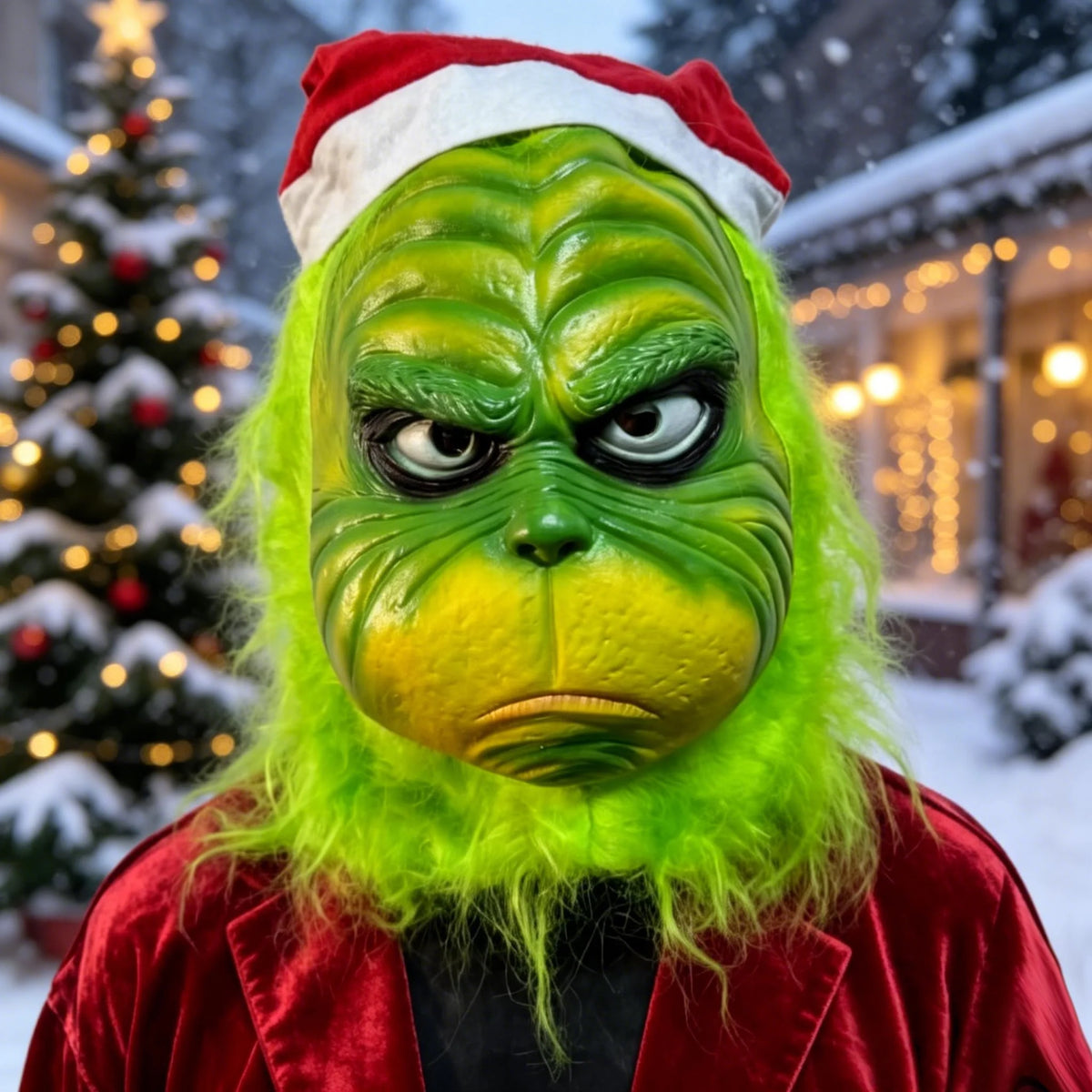 Grønn Monster Lateksmaske (Grinchen-stil)