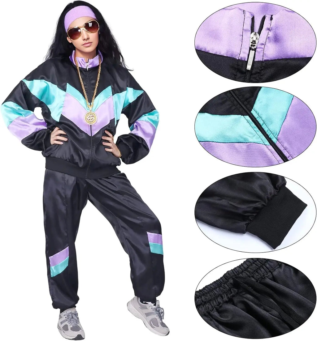 Klassisk 80s Retro Treningsjakke og Bukse for Damer