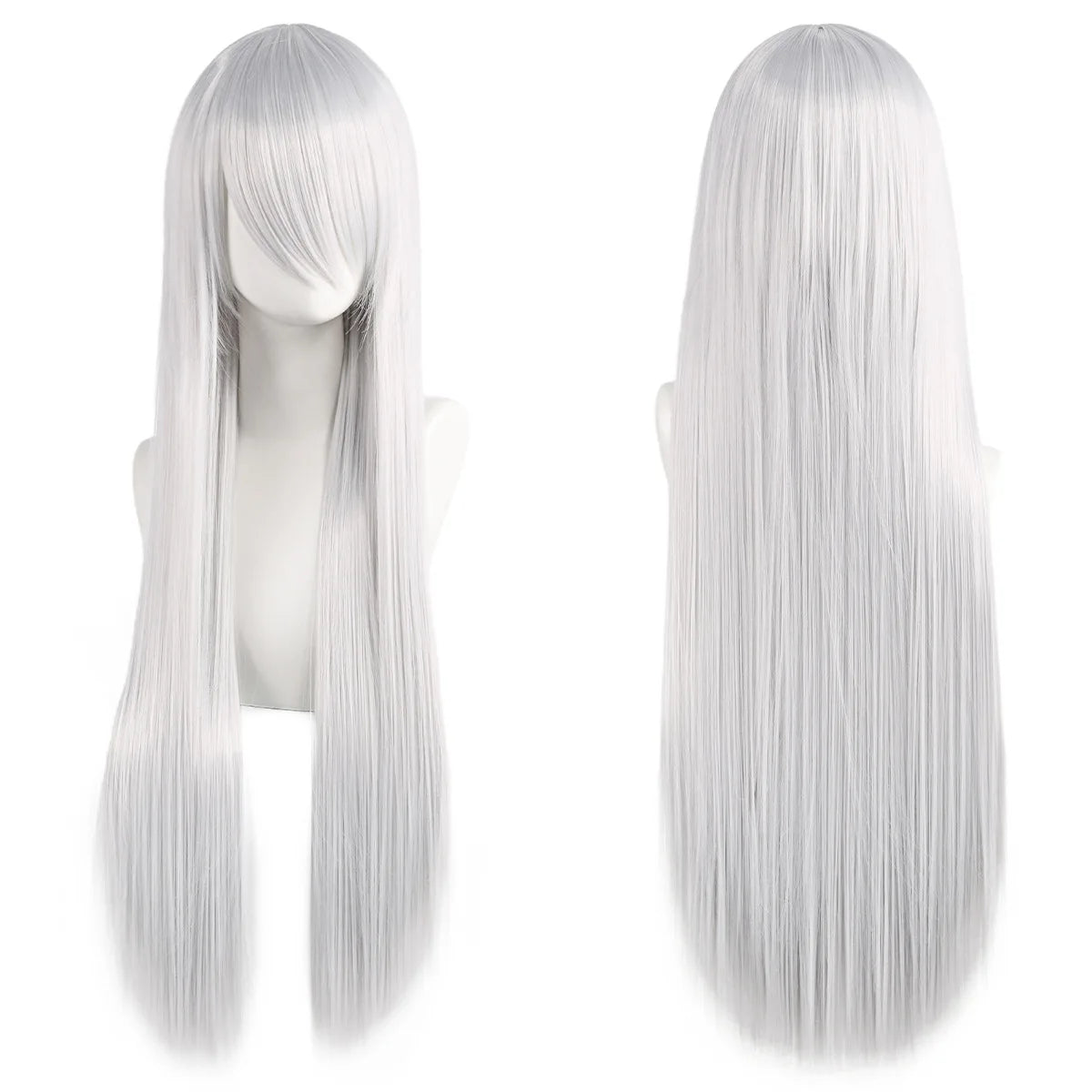 Lang Rett Lolita Cosplay-Parykk med Pannelugg (80 cm)