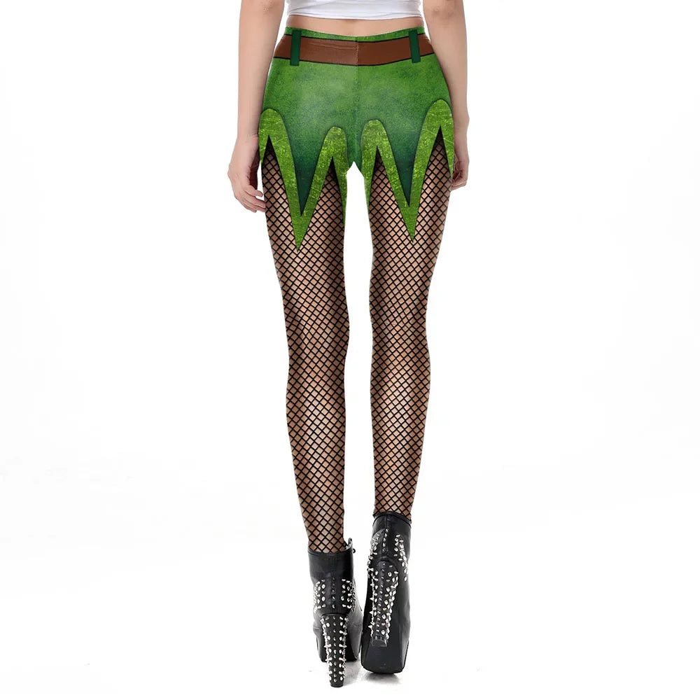 Grønne og Røde Alve-Tights / Jule-Leggings