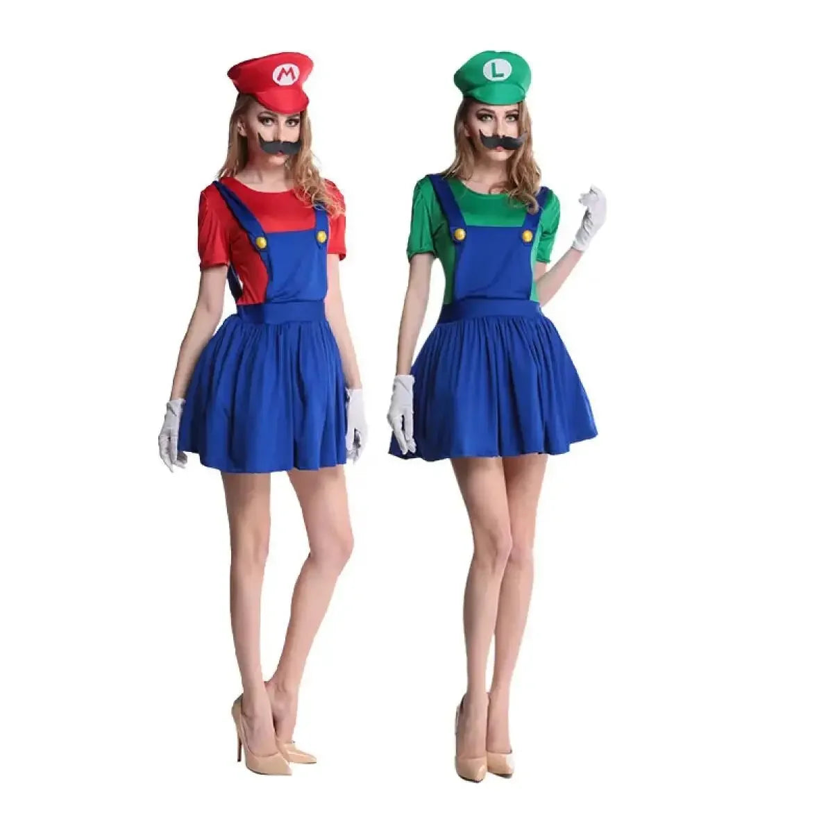 Super Mario Luigi Deluxe Kostyme med Hatt & Bart