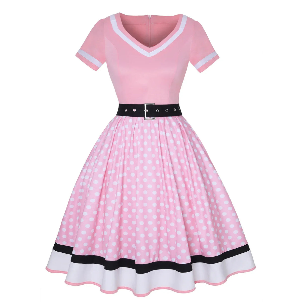 Polka Dot Retro 50-talls Kjole med Belte