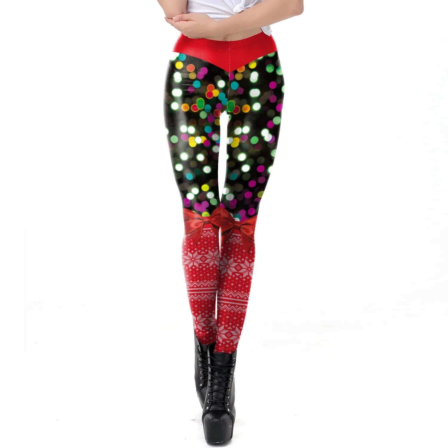 Grønne og Røde Alve-Tights / Jule-Leggings