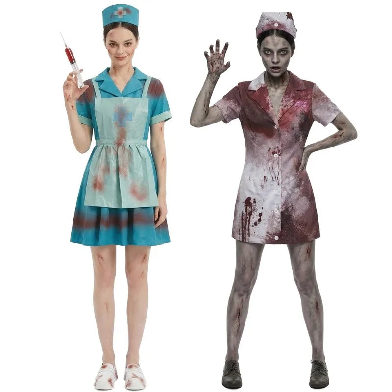 Blodig Zombie Sykepleier Halloween Kostyme