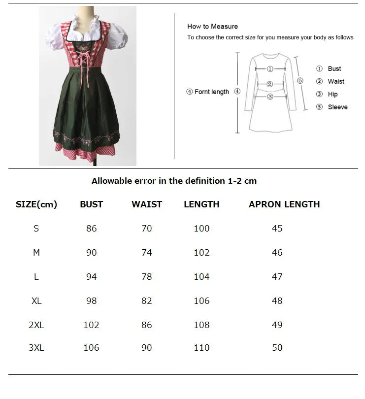 Tradisjonell Bayersk Dirndl Kjole til Dame