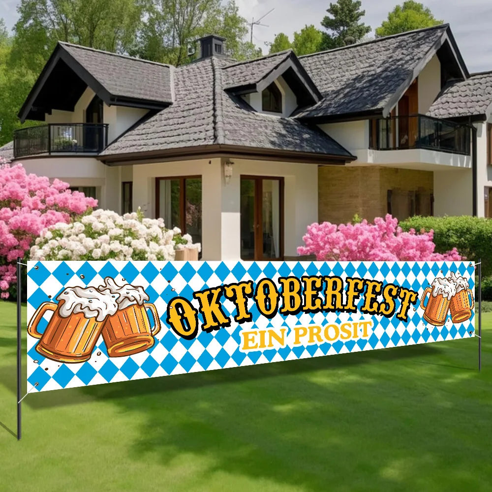 Oktoberfest Bayersk Diamantbanner med Ølseidel (45 x 200 cm)