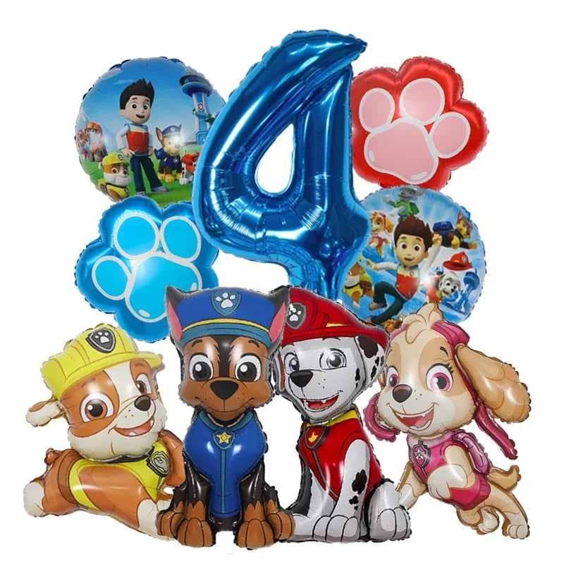 Paw Patrol Folieballonger Sett med Tall – Bursdagspynt for Barn