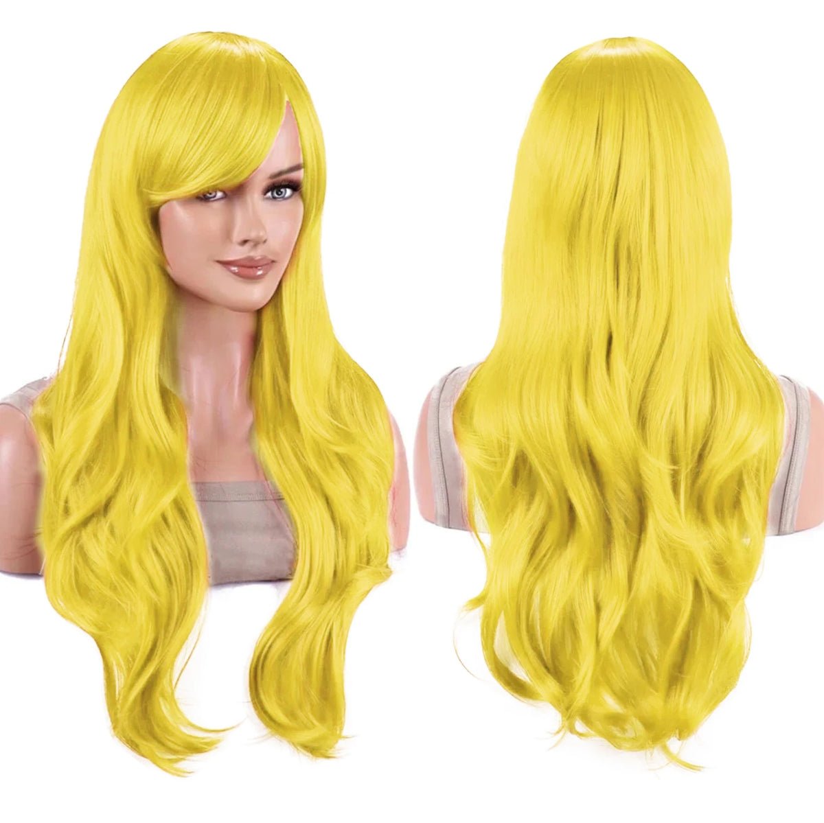 Lang Bølgete Cosplay-Parykk med Pannelugg (70 cm)