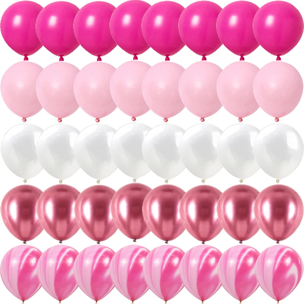Rose Rosa Metalliske & Konfetti Ballonger